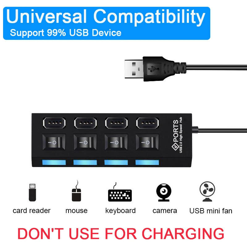 🔌 USB 2.0 HUB – Mehr Anschlüsse für deinen Laptop oder PC!